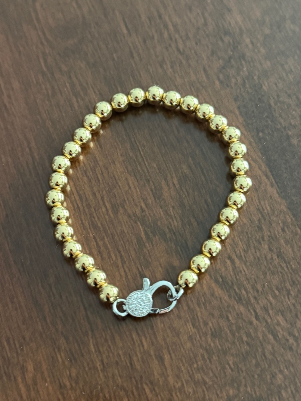 Luna Chick Gold Beaded Bracelet with Silver Clasp